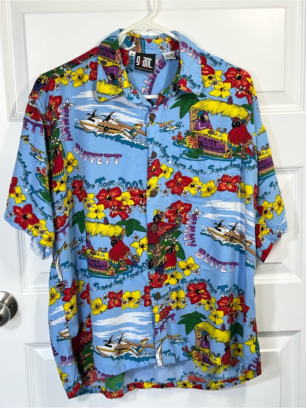 Vintage Jimmy Buffett Margaritaville 2001 Tour Hawaiian Camp Shirt GIANT